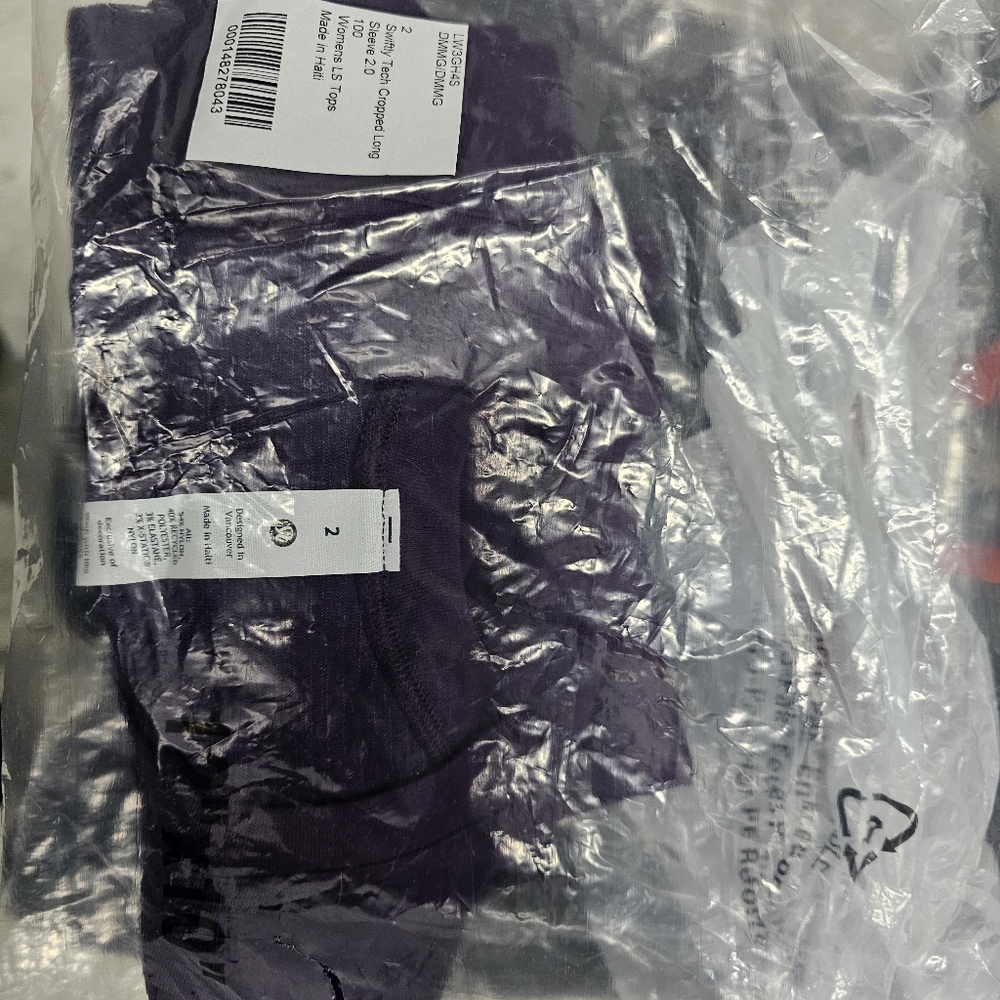 Lululemon Swiftly Tech Cropped Long-Sleeve Shirt 2.0  purple-ash Size 2  NEW